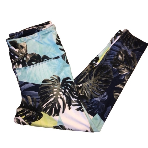 Balance Collection Blue and Green Tropical Leggings Size medium - Picture 1 of 7